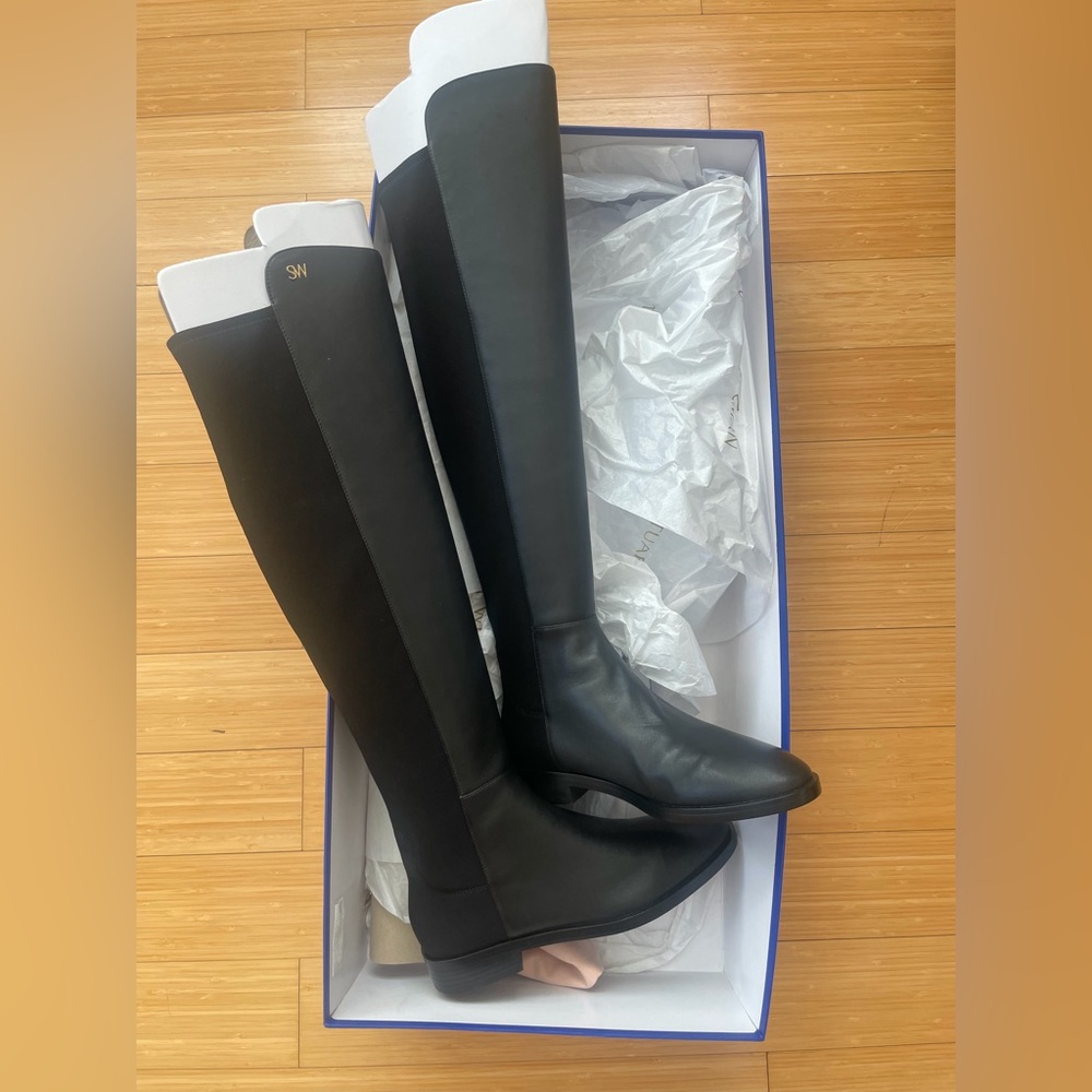 Stuart Weitzman Black Leather Over-the-Knee Keelan City Boot